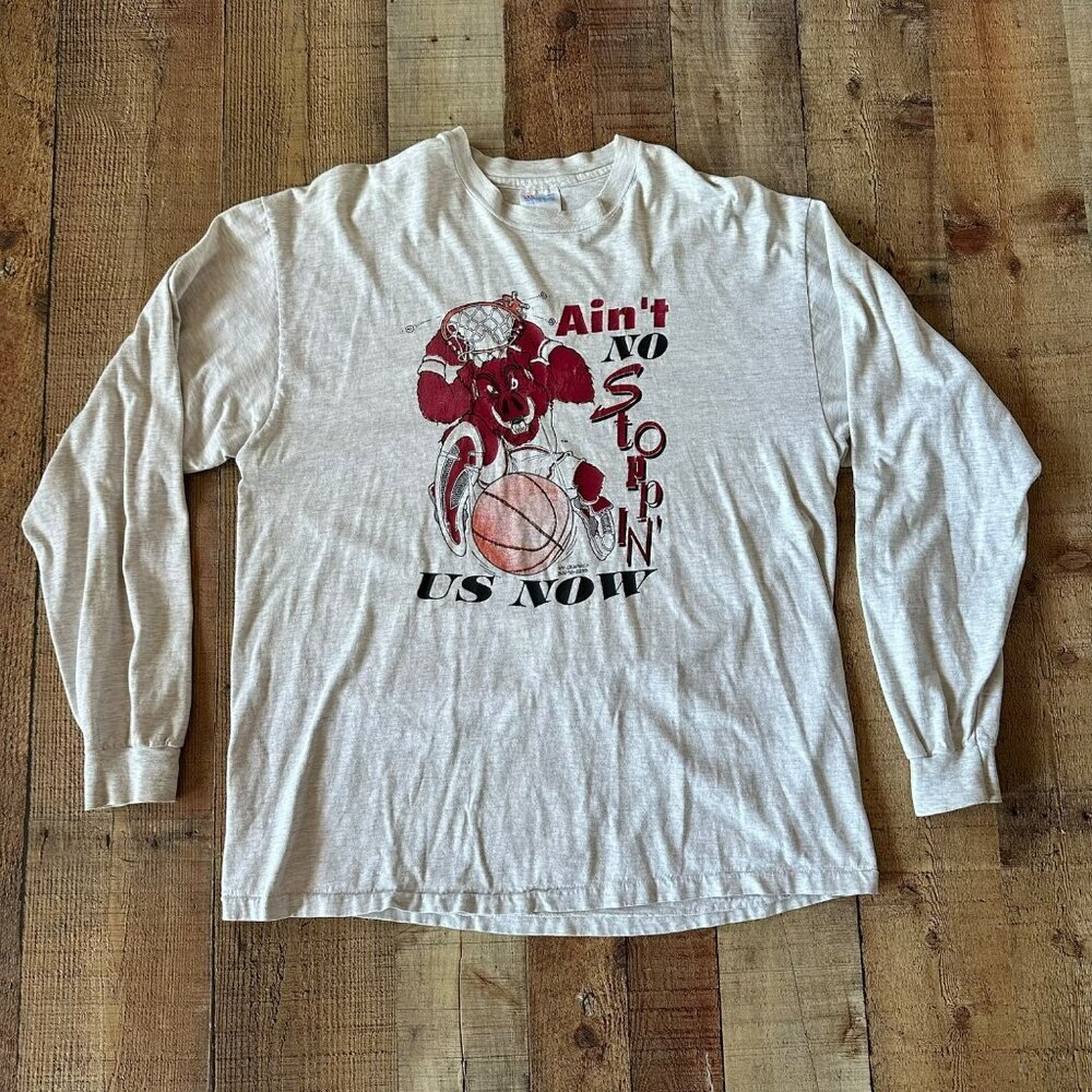 Arkansas Basketball Vintage Long Sleeve T-Shirt Size XL (1995) in Gray